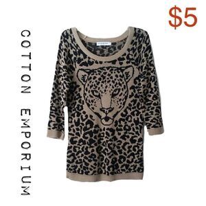 $5 ADD ON ITEM,Cotton Emporium Knit Leopard Print Sweater